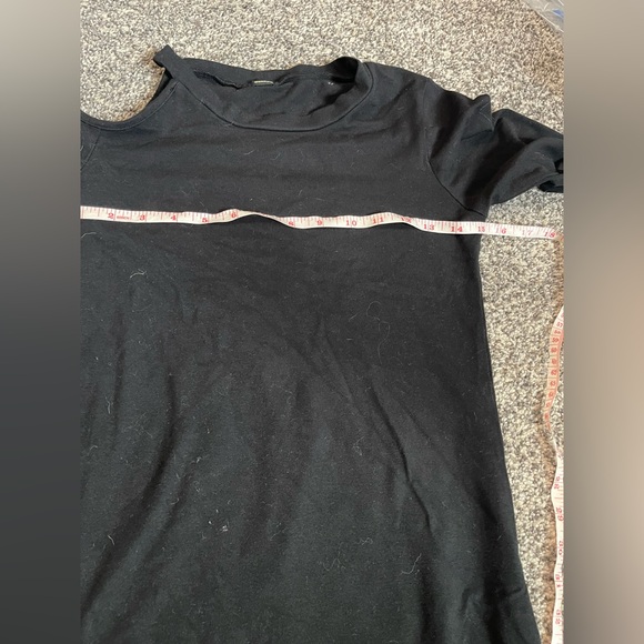 Monrow NWOT Black Cotton Jersey knit Cut Out Shoulder Dress S USA Minimalist - Picture 8 of 10